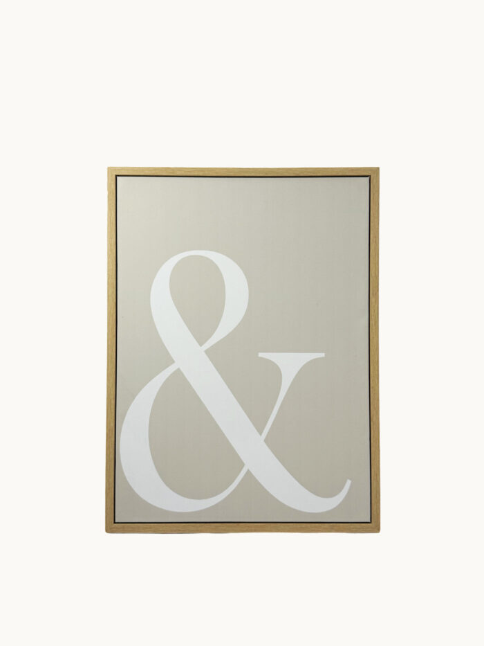 CUADRO DECORATIVO EN LIENZO - SÍMBOLO AMPERSAND TIPOGRÁFICO GRIS 30X40 CM