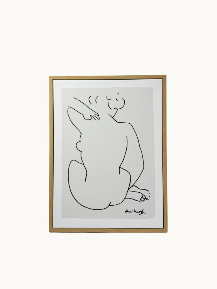 CUADRO DECORATIVO EN LIENZO - SILUETA DE MUJER SENTADA TRAZO NEGRO 30X40 CM