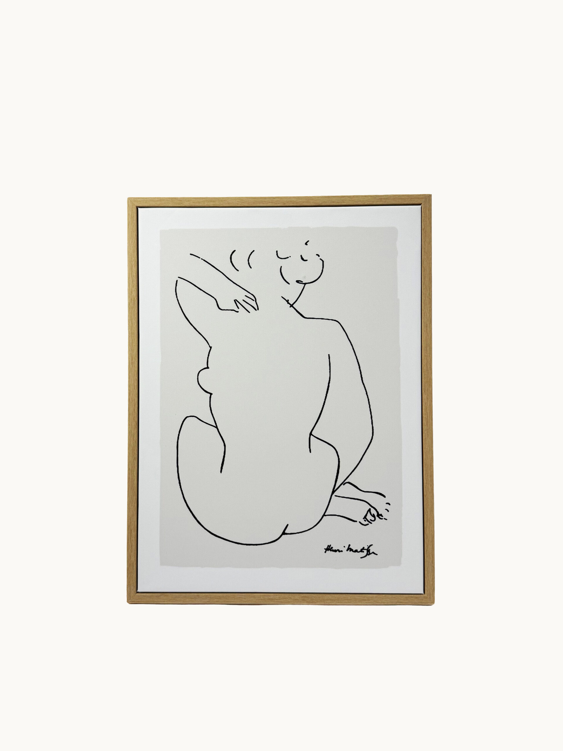 CUADRO DECORATIVO EN LIENZO - SILUETA DE MUJER SENTADA TRAZO NEGRO 30X40 CM