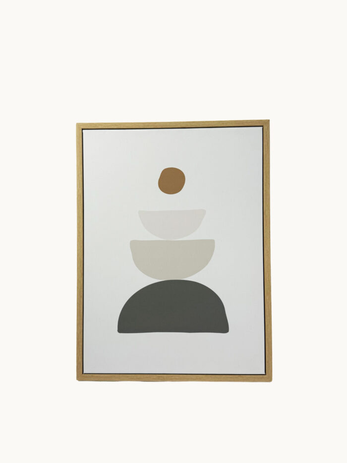 CUADRO DECORATIVO EN LIENZO - PIEDRAS DE EQUILIBRIO ABSTRACTAS NEUTRAS 30X40 CM