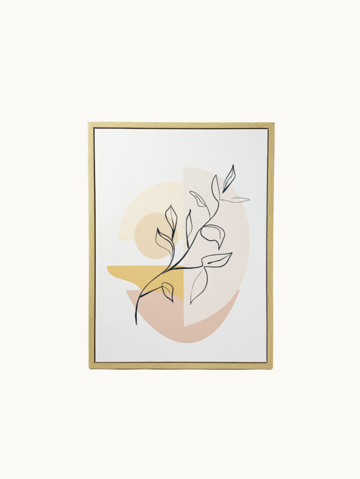 CUADRO DECORATIVO EN LIENZO - RAMA BOTÁNICA TRAZO FINO FONDO PASTEL 30X40 CM