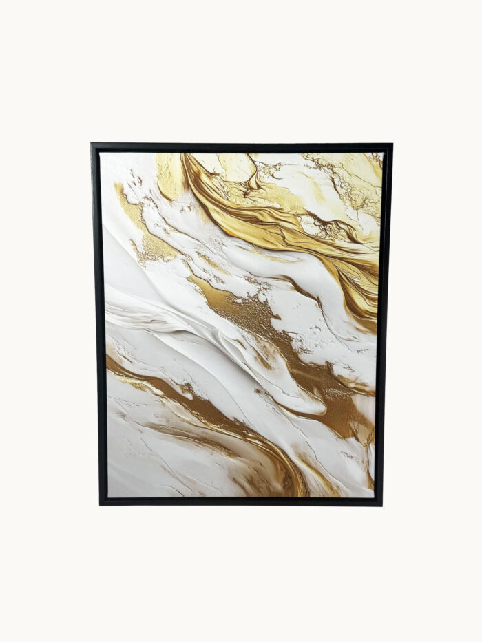 CUADRO DECORATIVO EN LIENZO - MÁRMOL BLANCO Y ORO LÍQUIDO 40X50 CM