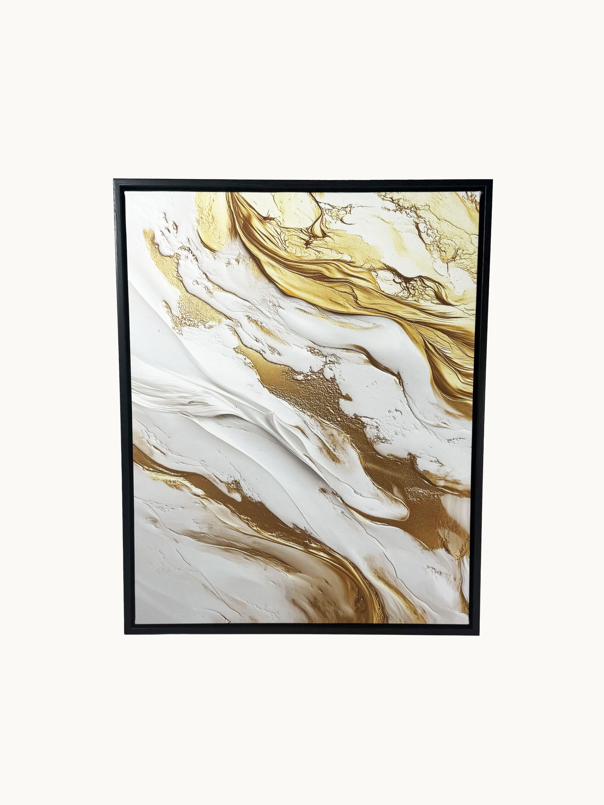 CUADRO DECORATIVO EN LIENZO - MÁRMOL BLANCO Y ORO LÍQUIDO 40X50 CM