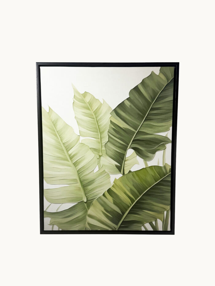 CUADRO DECORATIVO EN LIENZO - TROPICAL HOJAS DE BANANO VERDES 40X50 CM