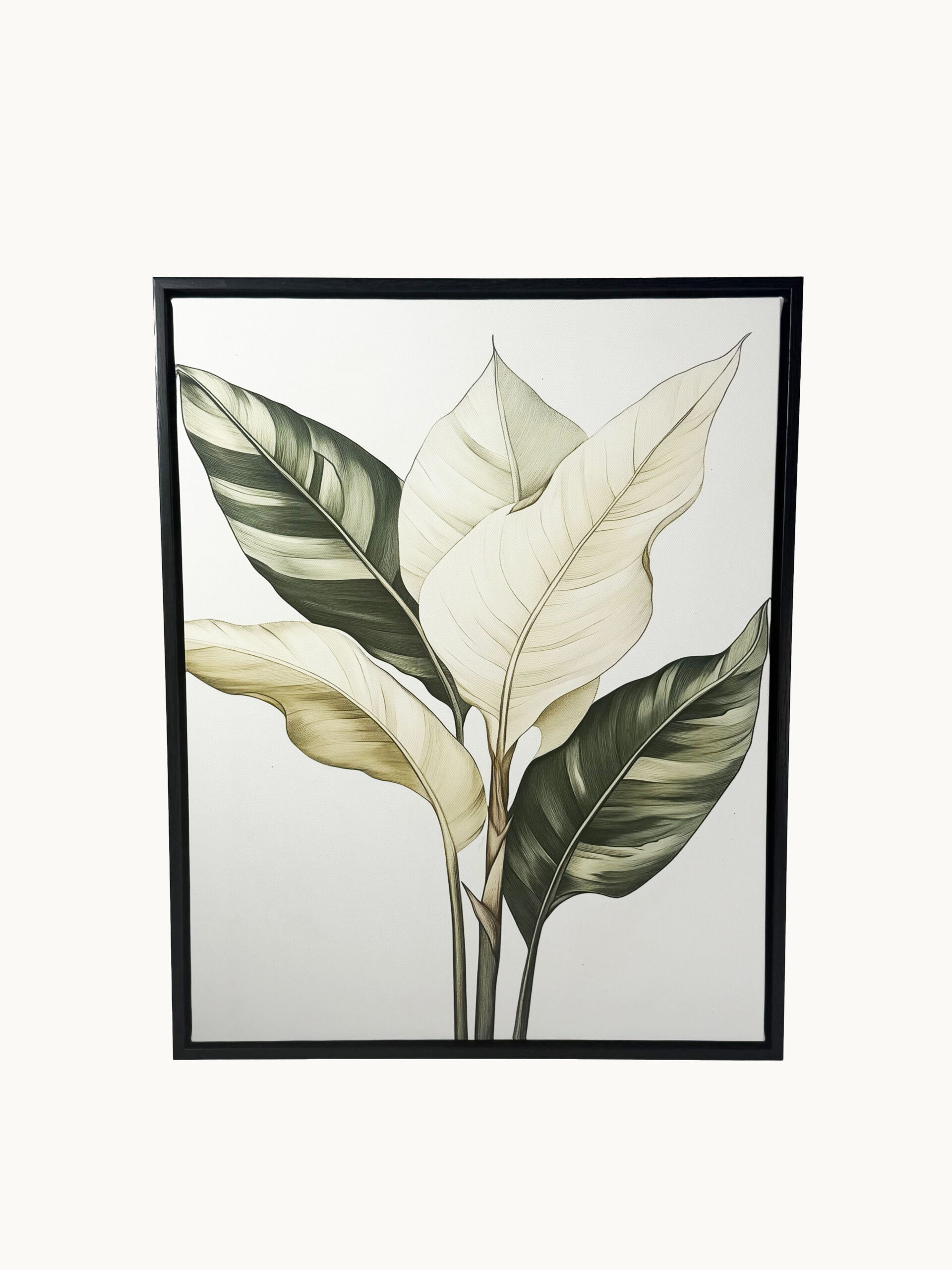 CUADRO DECORATIVO EN LIENZO - HOJAS BOTÁNICAS ELEGANTES VERDES 40X50 CM