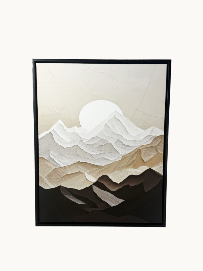 CUADRO DECORATIVO EN LIENZO - PAISAJE DE MONTAÑAS Y SOL NEUTRO 40X50 CM