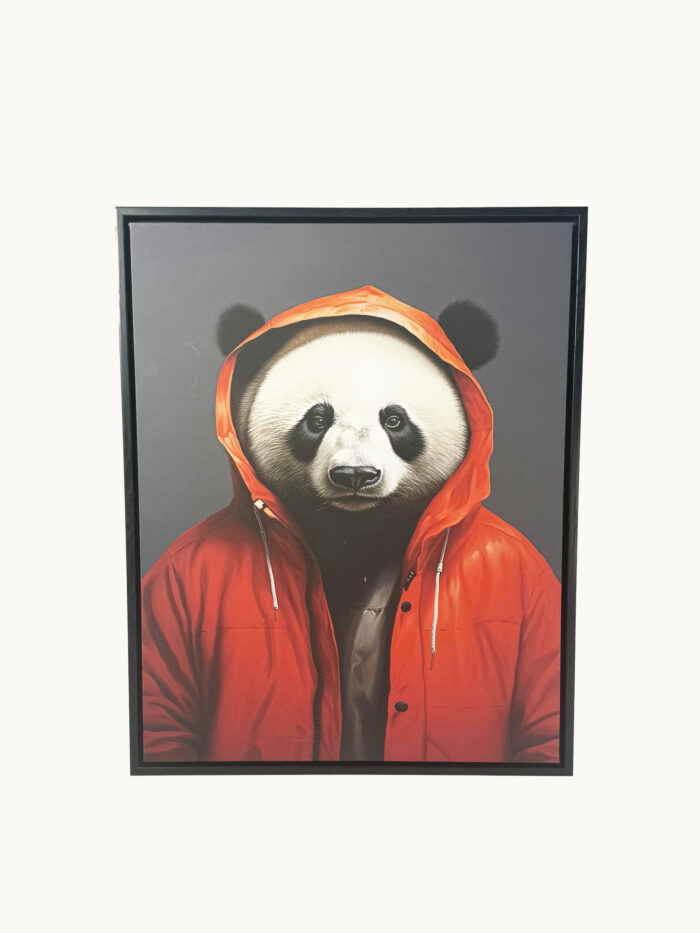 CUADRO DECORATIVO EN LIENZO - OSO PANDA CON CAPUCHA ROJA POP ART 40X50 CM