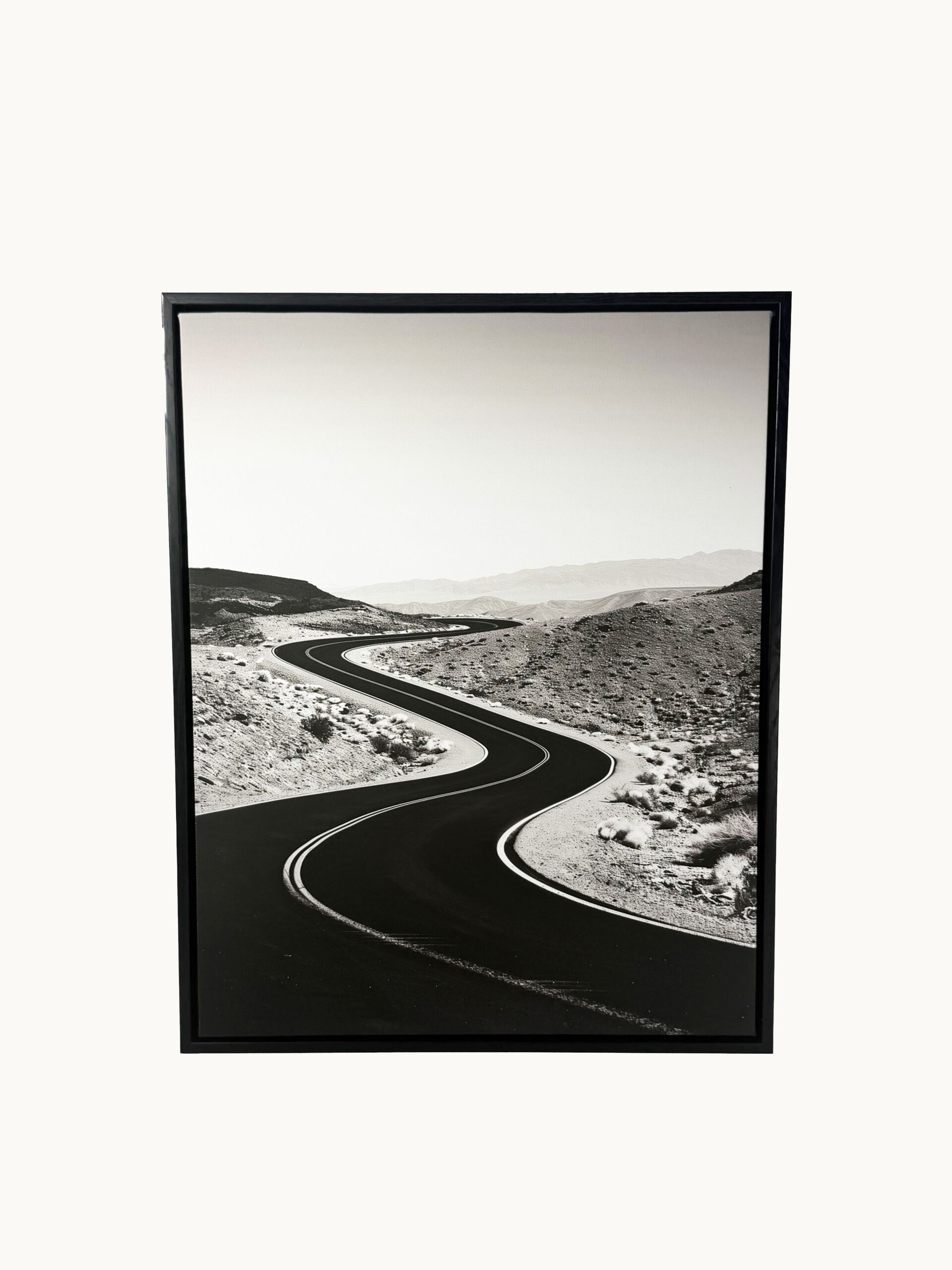 CUADRO DECORATIVO EN LIENZO - CARRETERA EN BLANCO Y NEGRO PAISAJE 40X50 CM