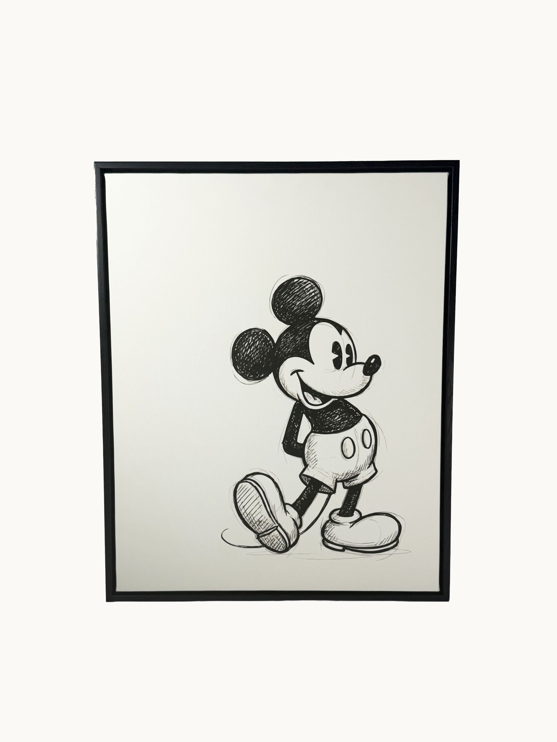 CUADRO DECORATIVO EN LIENZO - MICKEY MOUSE BOCETO BLANCO Y NEGRO 40X50 CM