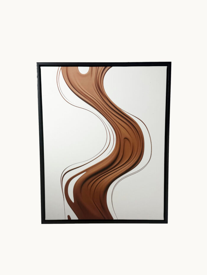 CUADRO DECORATIVO EN LIENZO - ONDA LÍQUIDA MINIMALISTA COLOR CAFÉ 40X50 CM