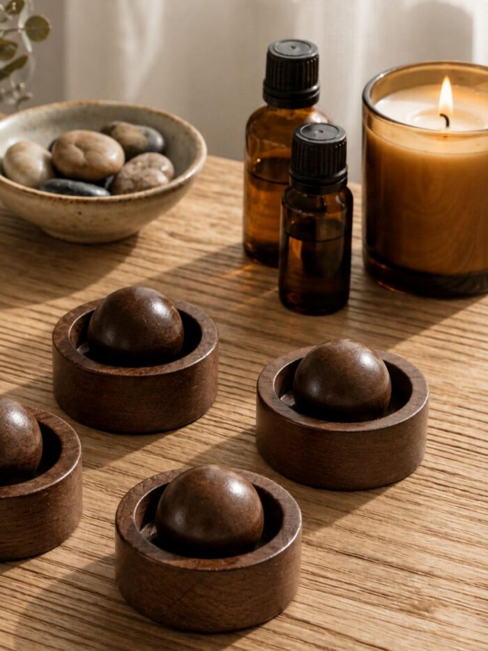 DIFUSOR DE AROMA DE MADERA PARA AROMATERAPIA - MADERA OSCURA REDONDO