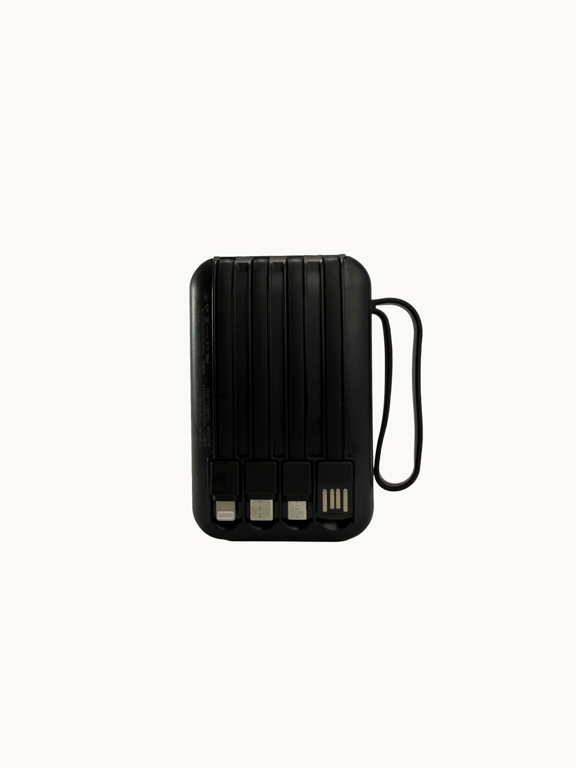POWER BANK PORTÁTIL 20.000mAh CON CABLES INCORPORADOS Y CARGA RÁPIDA COLOR NEGRO - Image 3