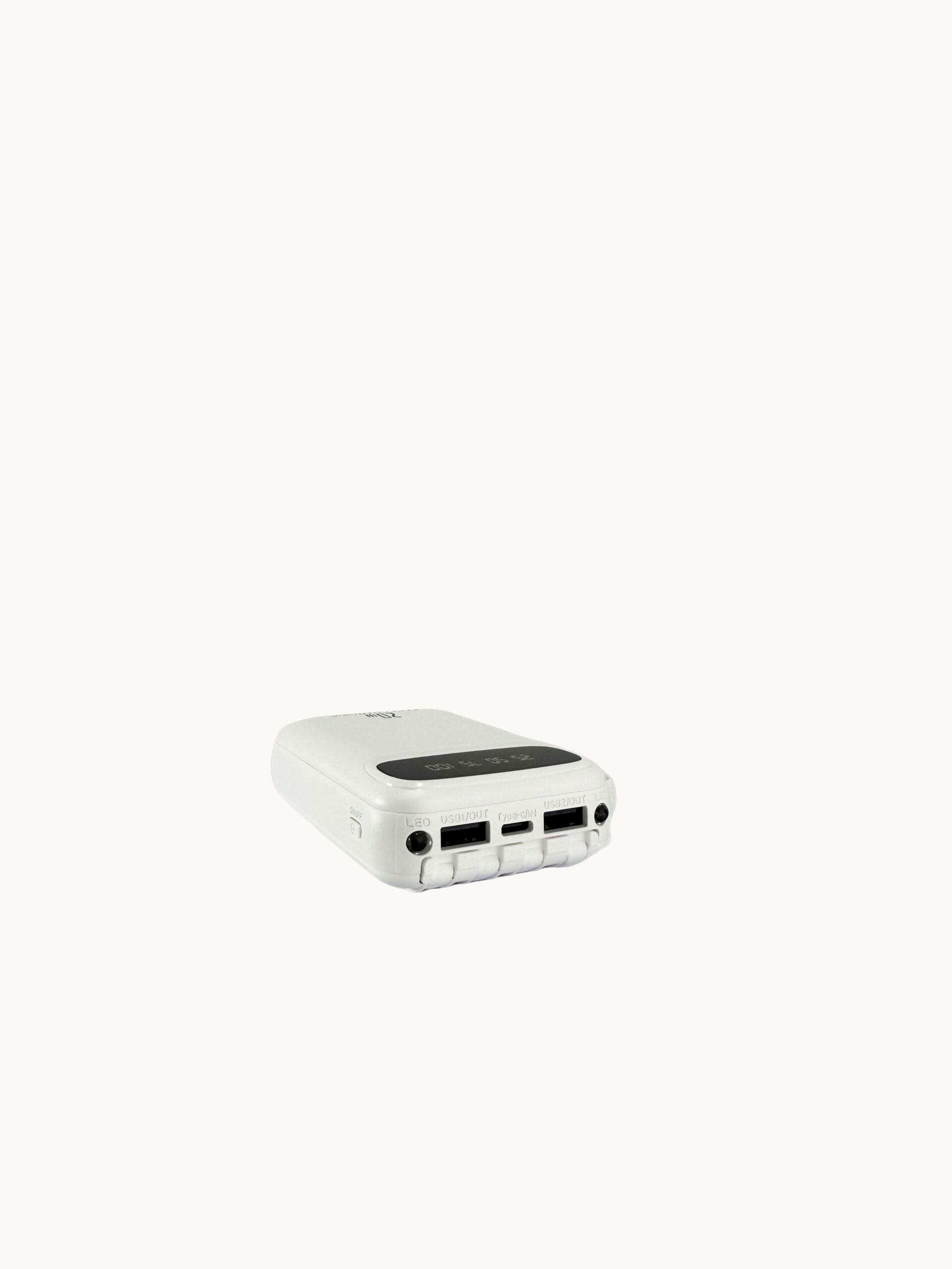 POWER BANK PORTÁTIL 20.000mAh CON CABLES INCORPORADOS Y CARGA RÁPIDA COLOR BLANCO - Image 2