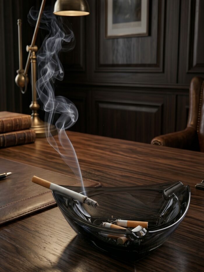 CENICERO DE VIDRIO TRANSPARENTE MODERNO
