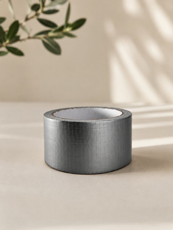 Rollo de cinta de ducto multipropósito gris con refuerzo de tela para reparaciones