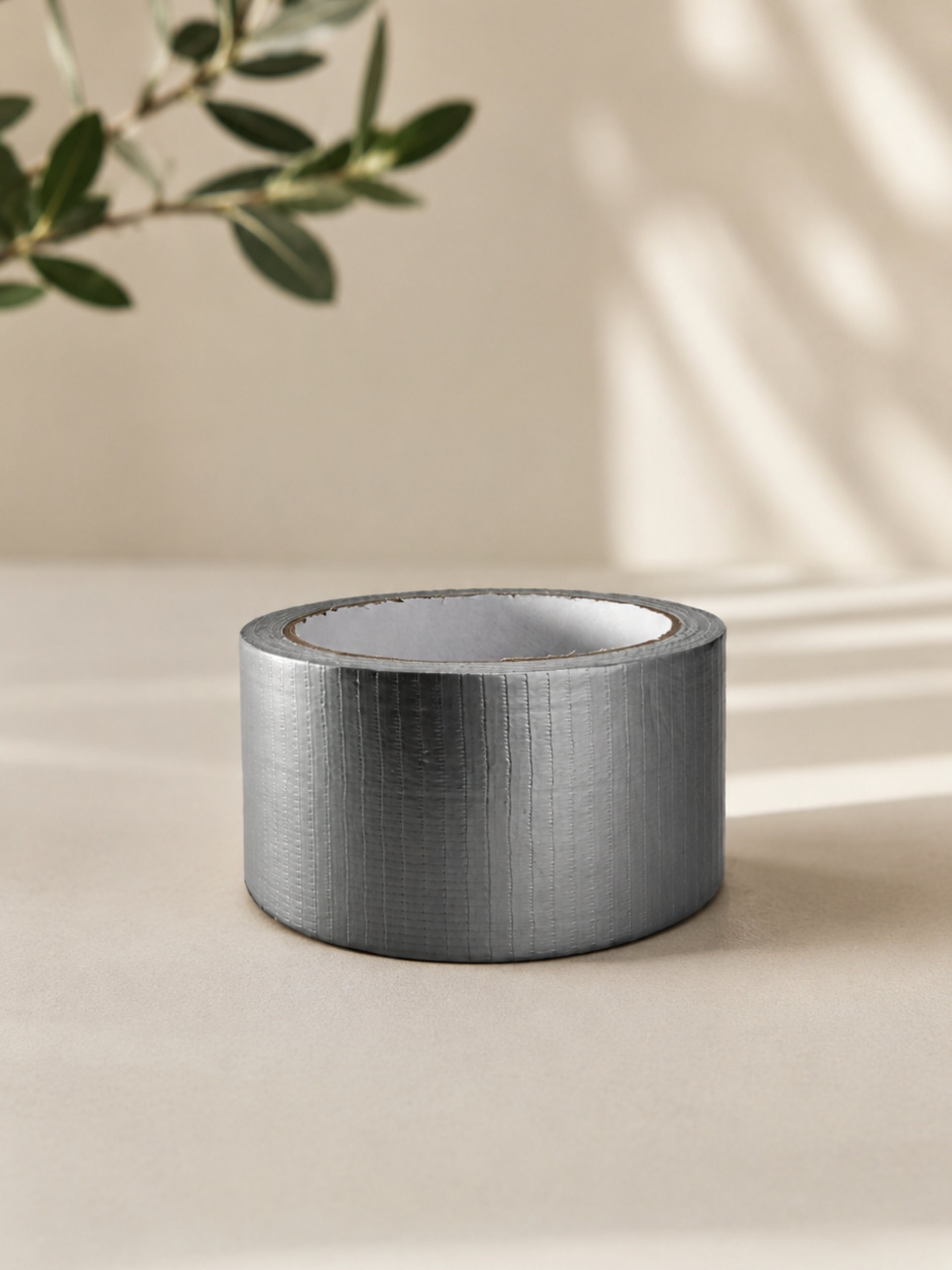 Rollo de cinta de ducto multipropósito gris con refuerzo de tela para reparaciones