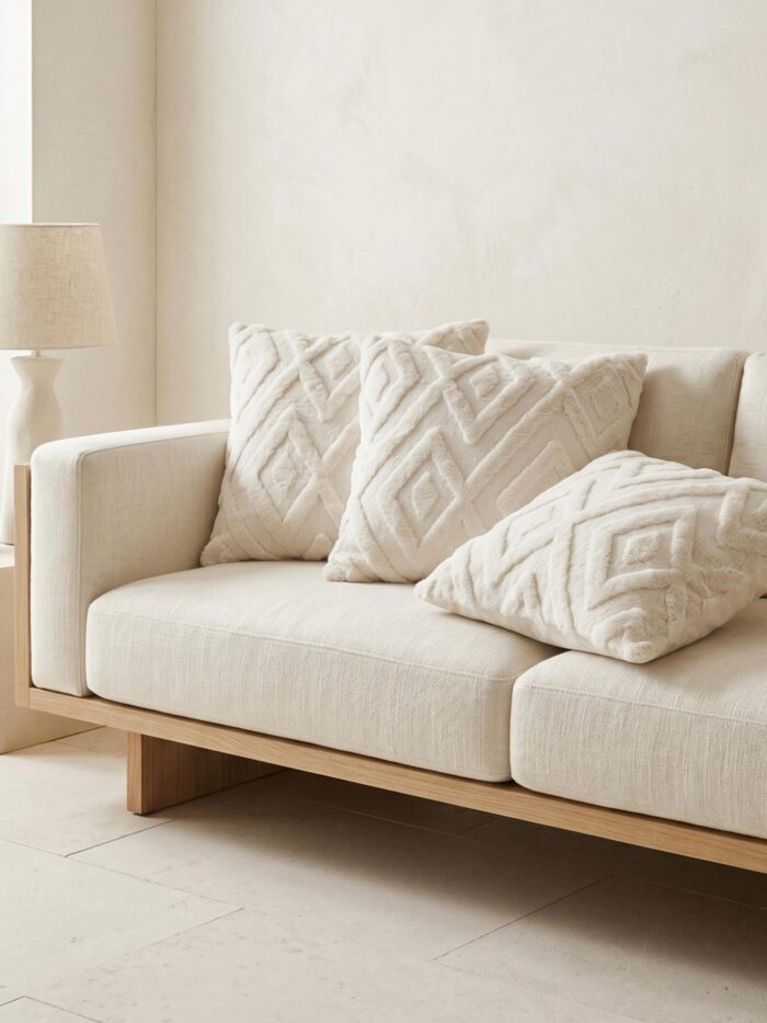 COJÍN DECORATIVO BLANCO CREMA TEXTURIZADO 45X45CM