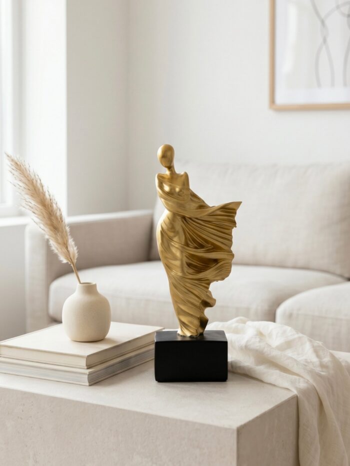 FIGURA DECORATIVA ESCULTURAL DORADA