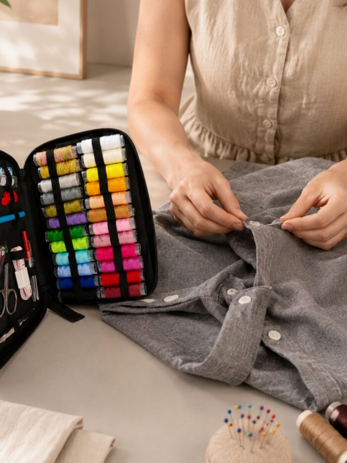 KIT DE COSTURA COMPLETO CON ESTUCHE PORTÁTIL