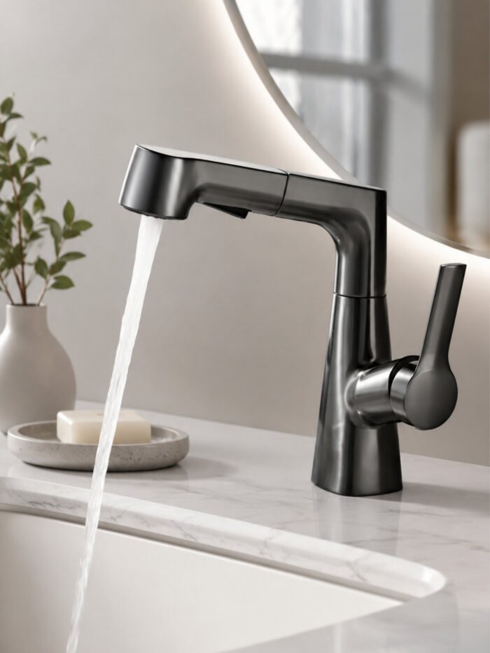 LLAVE MONOMANDO EXTENSIBLE PARA BAÑO CON DOBLE FUNCIÓN DE CHORRO
