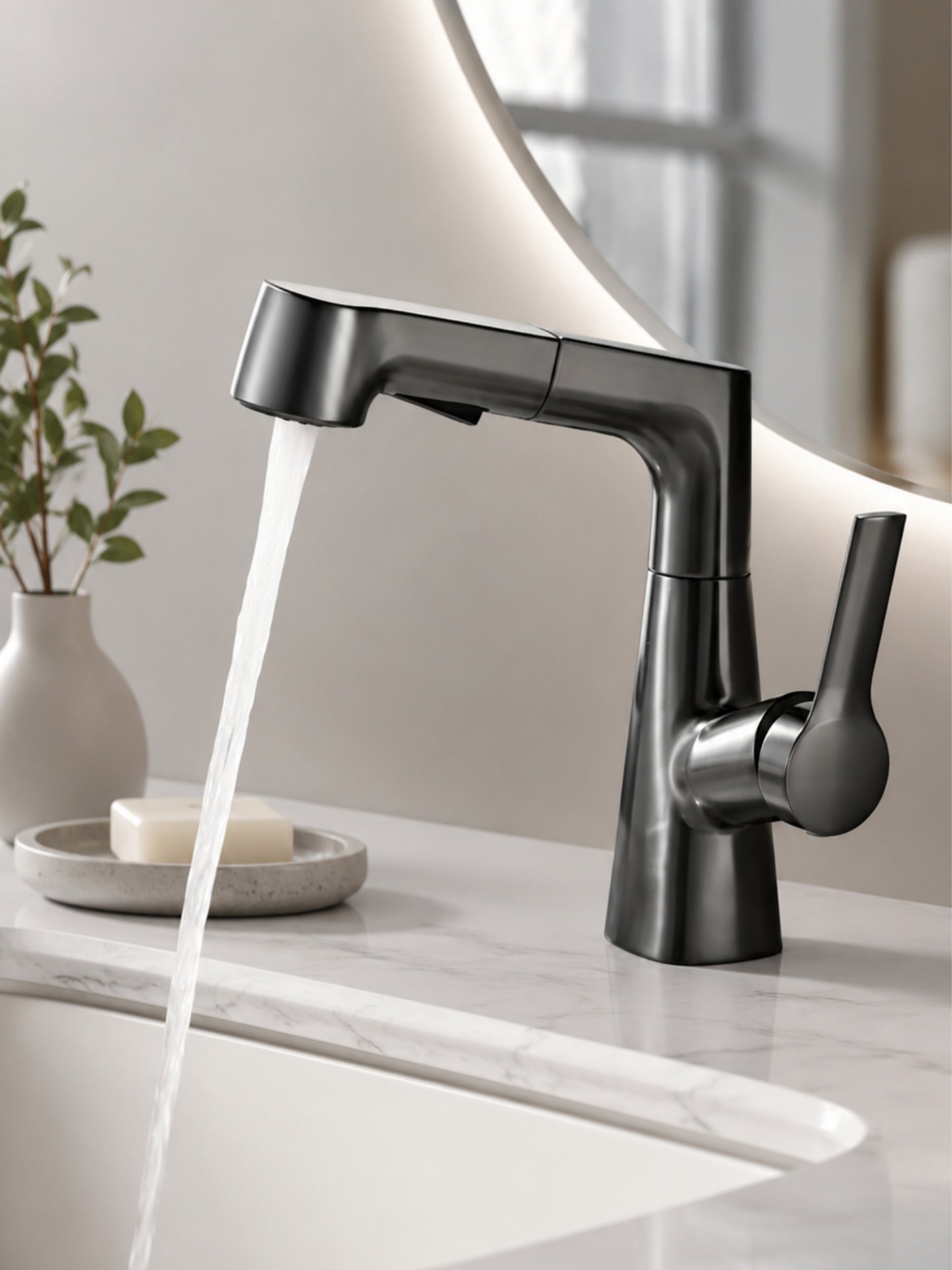 LLAVE MONOMANDO EXTENSIBLE PARA BAÑO CON DOBLE FUNCIÓN DE CHORRO