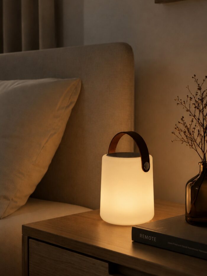 Parlante tipo lámpara inteligente LED RGB modelo barril compatible con Alexa