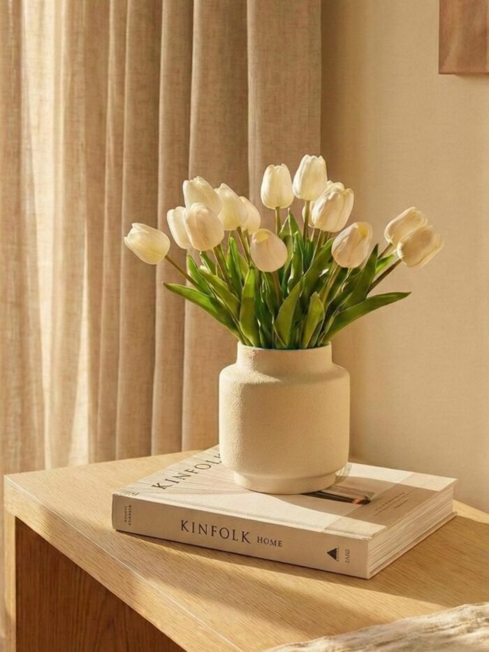 RAMO DE TULIPANES ARTIFICIALES COLOR BLANCO