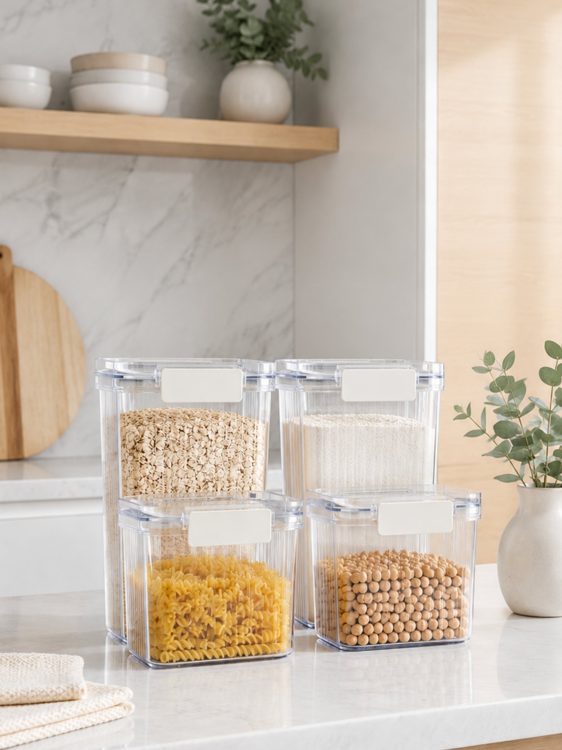 SET DE RECIPIENTES HERMÉTICOS ORGANIZADORES PARA COCINA 4 PIEZAS