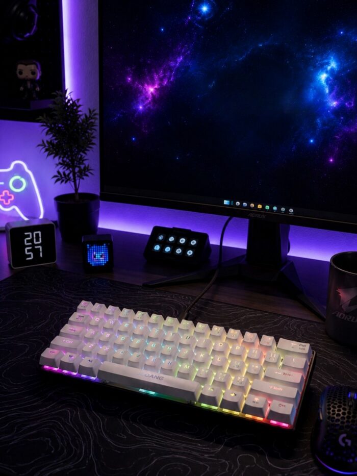 TECLADO MECÁNICO COMPACTO RGB al 60% BLANCO