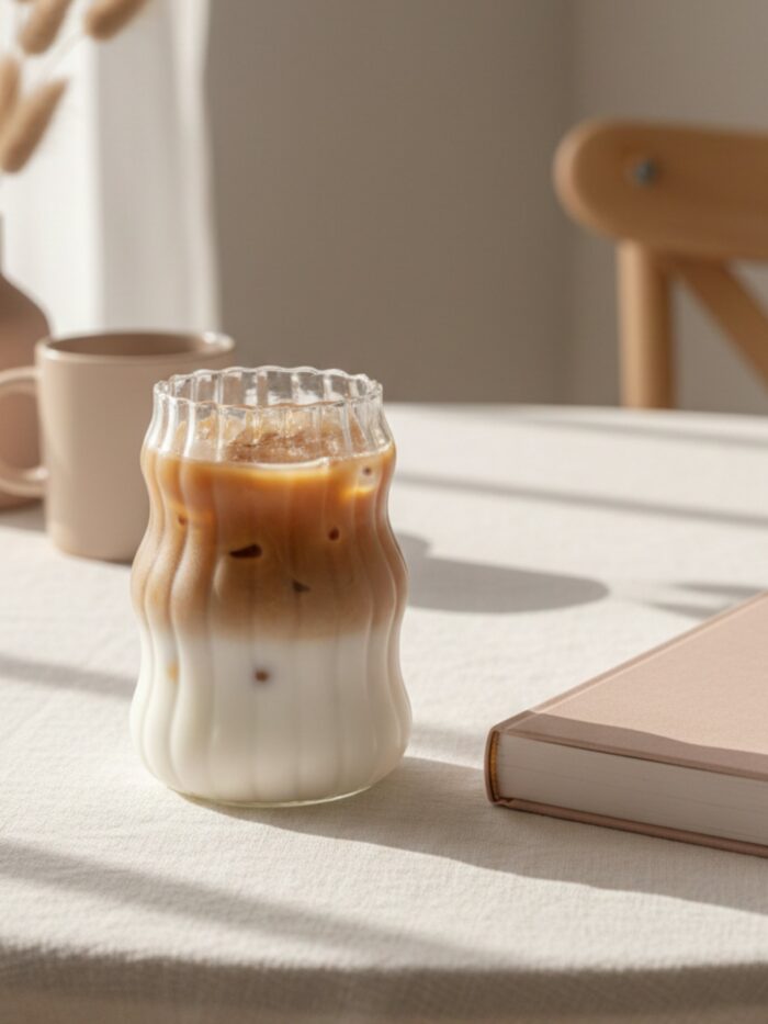 VASO DE VIDRIO TEXTURIZADO TIPO NUBE 500ML