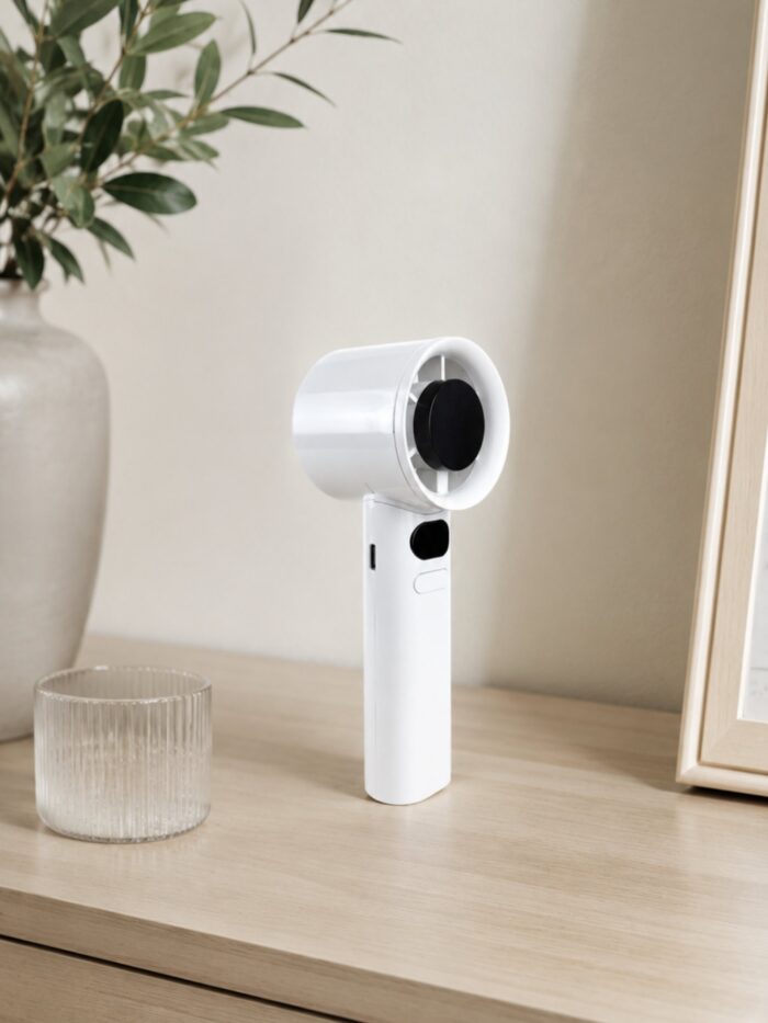 VENTILADOR PORTÁTIL DE ALTA VELOCIDAD CON CONTROL DIGITAL Y VELOCIDAD INFINITA BLANCO